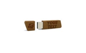 Clé USB 3D personnalisée en bois avec texte et image personnalisables, couleur bois