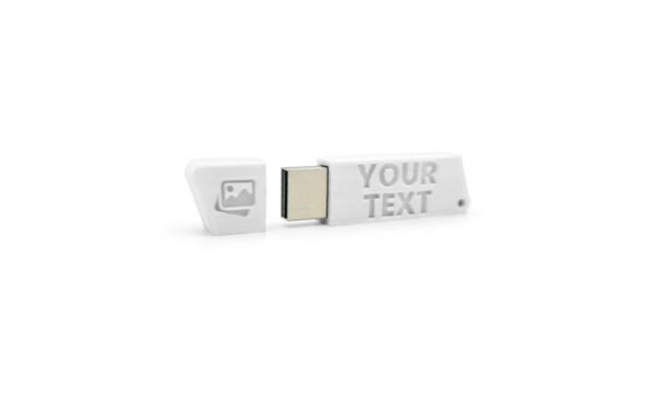 Clé USB 3D personnalisée avec texte et image personnalisables, couleur blanc